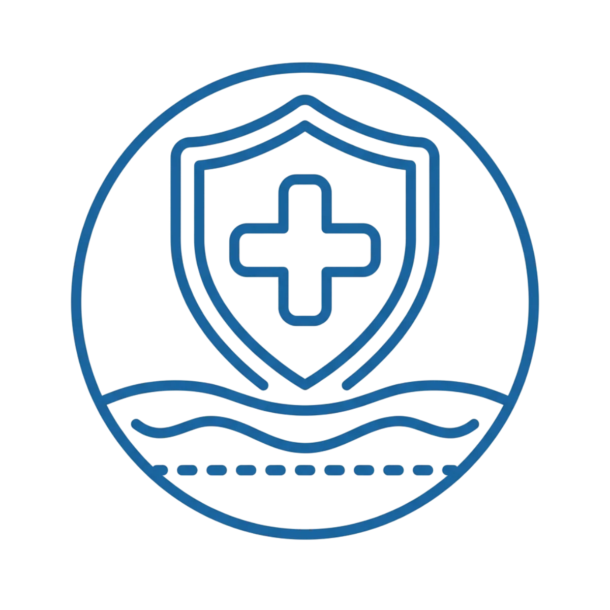 방패와 피부 물결 아이콘 — 피부 장벽 케어